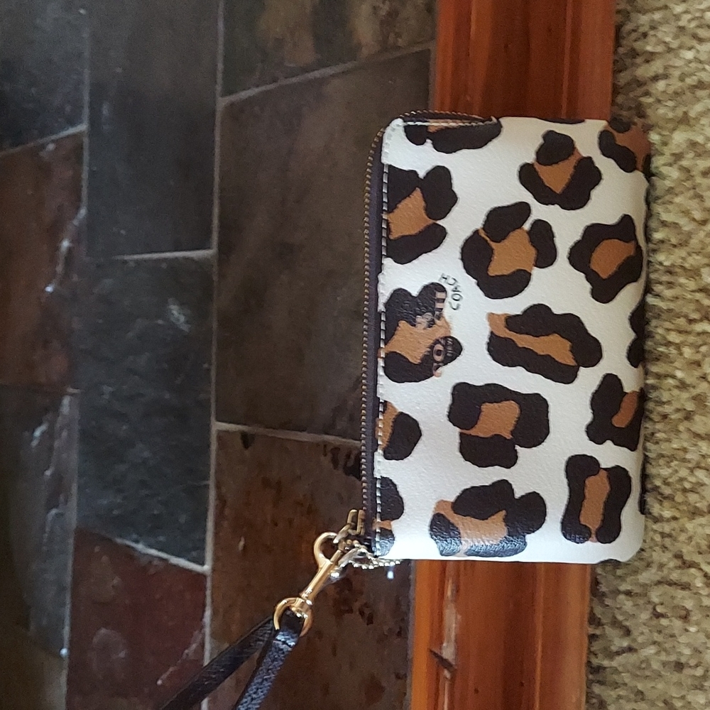 Coach cheetah print wristlet